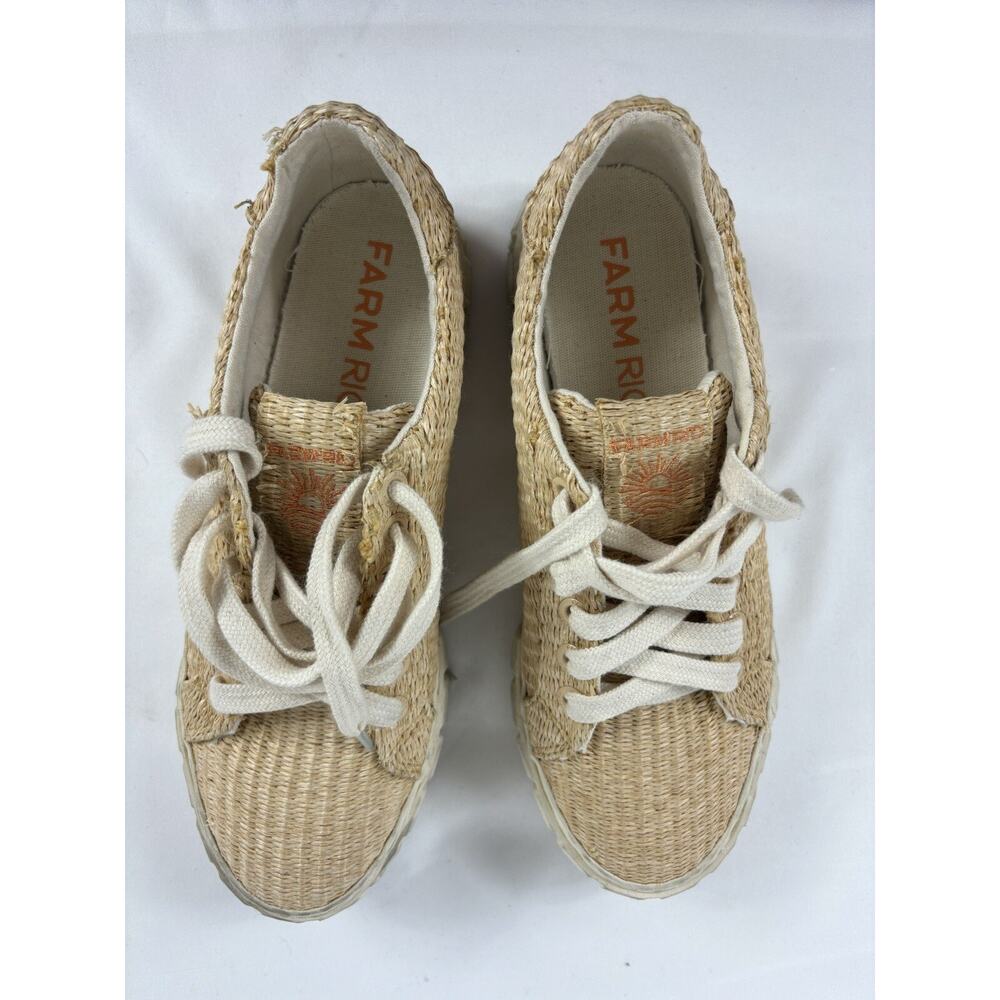 Farm Rio Straw Platform Sneakers 7 Low Top Rattan Raffia Straw Lug Sole - Picture 10 of 12